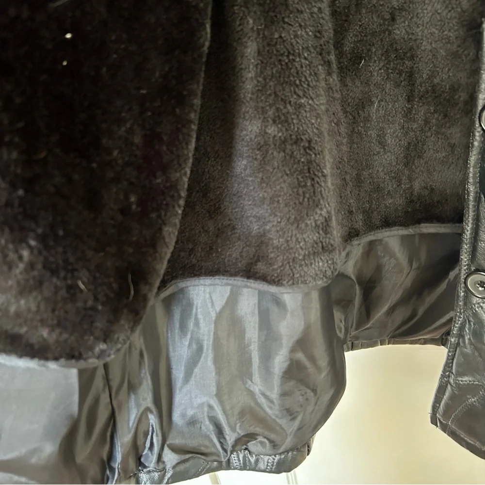 Black Patchwork Leather Jacket - Large Petite - Picture 5 of 5